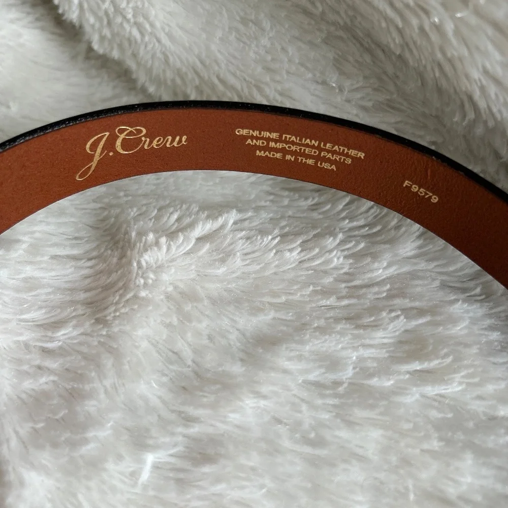 J. Crew Brown Leather Belt with Gold Buckle